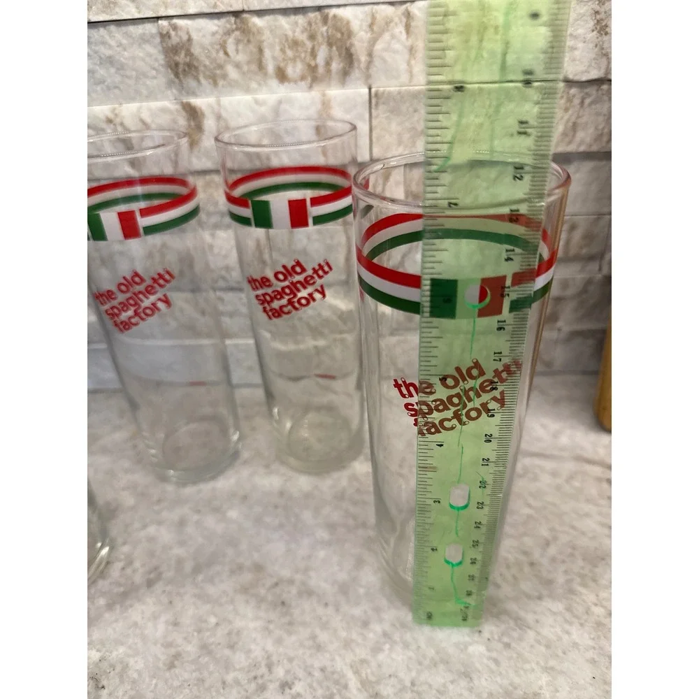 Old Spaghetti‎ Factory Glasses Set 4 Italian Stripe Tumblers 12 Oz 7